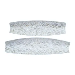 Nuevo diseño de lujo blanco MOP Seving bandeja decorativa única para el hogar Hotel Capiz bandeja decoración hecha en Vietnam al por mayor - Product Image 5