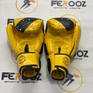 Gants de boxe Fairtex entièrement imprimés jaune/noir pour Muay Thai, sparring, entraînement de kickboxing, MMA, arts martiaux mixtes, personnalisables - Product Image 3