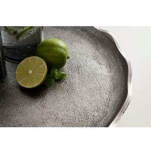 Plateau de forme ronde de couleur grise en métal de qualité exclusive pour servir la vaisselle Plateau de service de nourriture d'hôtel à un prix raisonnable - Product Image 6