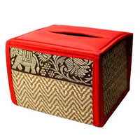 MATAVEE Coffret Cadeau d'Entreprise Personnalisé de Boîtes à Mouchoirs Carrées Tissées à la Main avec Impression Sérigraphique Créative - Emballage Textile de Bureau Multicolore