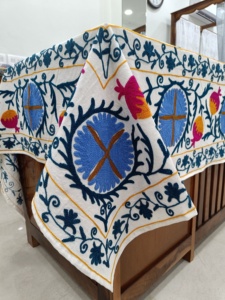 Xu Hướng 100% Cotton Vịt Màu Sáng Truyền Thống Aari Thêu Phulkari Handmade Ném Cho Khăn Trải Giường Và Bảng Bìa - Product Image 2