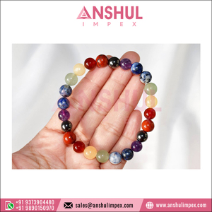 Premium Quality Wholesale Fashion Jewelry 8mm Round <b>Gemstone</b> Beaded 7 Chakra Crystal <b>Bracelet</b> from Indian Supplier - Product Image 6