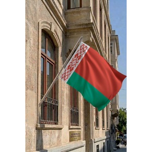 Mástil telescópico de pared para bandera de Bielorrusia con banderín de poliéster de impresión digital para agencias de viajes, automoción, educación e seguros - Product Image 2