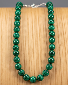 Collier de perles en argent 925 malachite pour femmes de 18 pouces noué à la main Design géométrique accessoire de mode à la mode-pour cadeau - Product Image 1