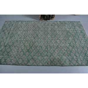 Classique vert noir Vintage tapis turc 4.4 X 7.5ft fait à la main Patchwork Design laine Polyester matériel Latex support pour vivre - Product Image 3