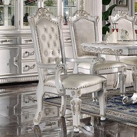 Ensemble de table à manger de style moderne du milieu du siècle, chaises en acajou sculptées à la main, revêtement en cuir PU, meubles de maison en bois de Java