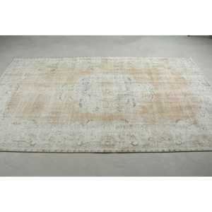 พรมวินเทจตุรกี ขนาดใหญ่ 5.1x8.6 ฟุต (155x263 ซม.) พรมขนสัตว์สีขาวลายนามธรรม - Product Image 3