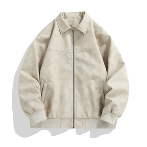 Veste d'extérieur en cuir PU coupe-vent élégante pour hommes Veste à col rabattu à la mode randonnée sportive Veste d'extérieur chaude pour hommes - Product Image 4