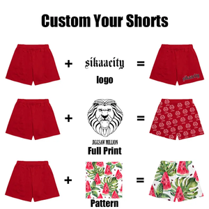 Shorts en maille pour hommes avec logo personnalisé, cordon de serrage, séchage rapide, couleur unie, 100% polyester, taille mi-haute - Product Image 2