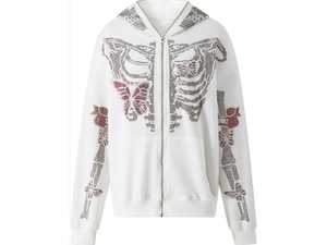 Sudadera con capucha para hombre con diamantes de imitación, logotipo personalizado, Sudadera con capucha de gran tamaño con detalle de piedra, ropa de calle, suministro de ropa de moda - Product Image 2