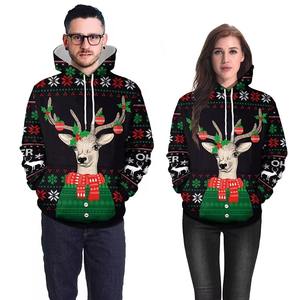 Ready to Ship Christmas Print <b>Couple</b> Pullover Sweater Stock of Women and Men Deer Digital Printed <b>Couple</b> <b>Hoodies</b> - Product Image 1