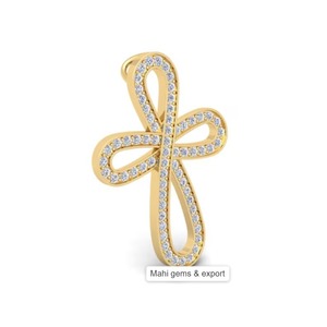 Colgante de cruz de plata de ley moissanita hermoso colgante de moissanita personalizado regalo para aniversario - Product Image 1