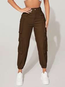 Wholsale 2025 Jeans cargo latéraux à poches à rabat pour femmes de haute qualité avec personnalisation complète Fabriqué au Pakistan - Product Image 5