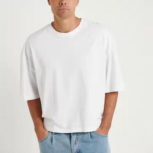 Camiseta de ajuste regular de 200gsm de alta calidad para hombres Servicio OEM Cotton Blanks Pro Club Heavyweight Screen Print Design con patrón - Product Image 4