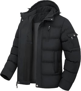 Manteau d'hiver pour homme, veste matelassée imperméable épaisse, coupe-vent à capuche, parka avec plusieurs poches - Product Image 1