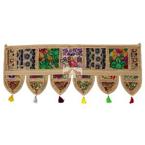 Toran indien fait main, décoration festive, patchwork décoratif, garniture de fenêtre et de porte, suspension murale, rideaux et cantonnières - Product Image 1