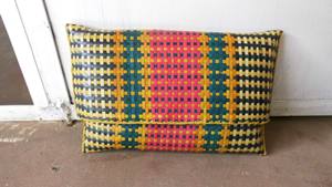 Paille naturelle tissée à la main herbe écologique raphia portefeuille rayé pochette Hisatra sac à main pour femme Madagascar - Product Image 5