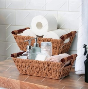 Factory Direct Tissue Holder Boxes Life <b>Paper</b> Rack Water Hyacinth Napkin Basket Set of 2 for Kitchen Living Room Bathroom - Product Image 4
