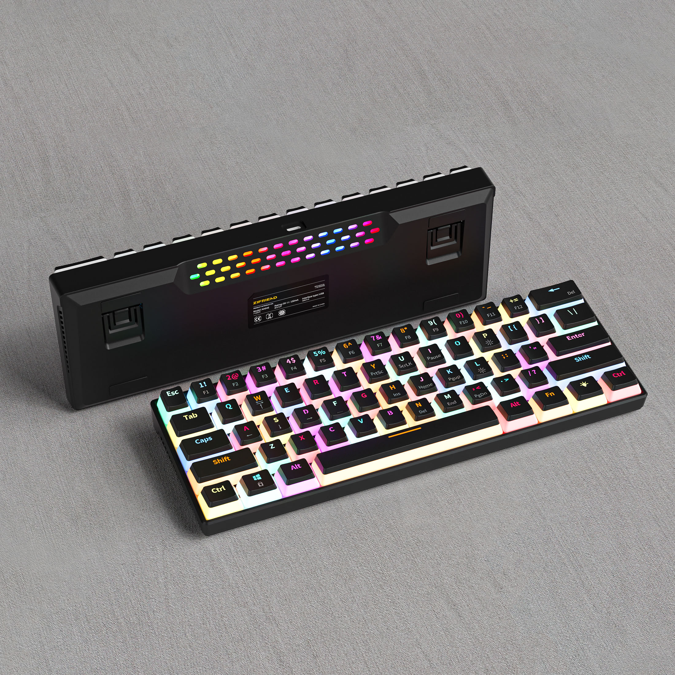 Pudding Gaming Mechanical Keyboard - 61 Keys, RGB Backlit display picture 1