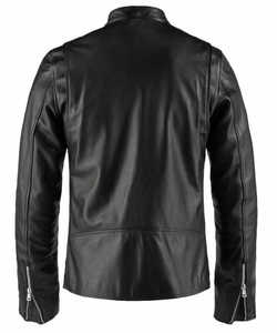 Chaqueta de cuero auténtico Sherpa ajustada para hombre, forro de viscosa, transpirable, personalizada, con cierre de cremallera, chaqueta de invierno de Color negro - Product Image 2