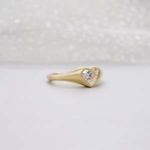 IGI Certified Solid Yellow Gold Bezel Heart <b>Diamond</b> <b>Ring</b> - Product Image 2