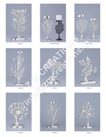 Ensemble de sculptures d'arbres floraux modernes plaquées nickel, 3 pièces, faites à la main, mobiles, taille personnalisable, décoration de table, artisanat métallique pour salon