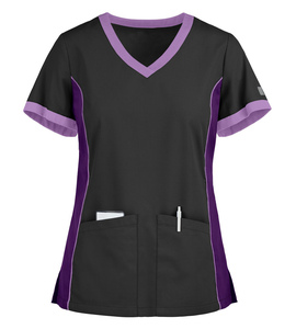 Conjuntos de uniformes de ajuste moderno para mujer, uniformes elásticos antiolor, transpirables, con cuello en V, conjunto de laboratorio de clínica de Hospital, venta al por mayor - Product Image 3