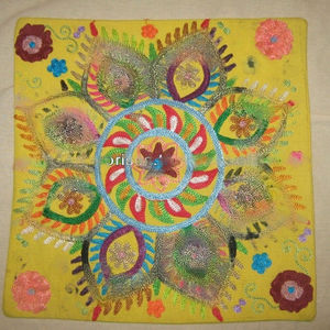 Funda de cojín bordada a mano de algodón 100%, funda de almohada bordada con mechones bohemios con borla para decoración del hogar, sofá - Product Image 1