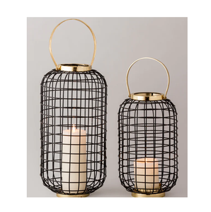Lanterne décorative à bougie en métal de conception personnalisée en fil de fer en métal de vente élevée pour la décoration d'éclairage de maison et de mariage - Product Image 1