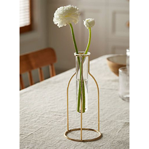 Modern Round Iron & Glass <b>Test</b> <b>Tube</b> Flower <b>Vase</b> with Gold Finish Eco-Friendly Home Wedding Tabletop Decor - Product Image 6
