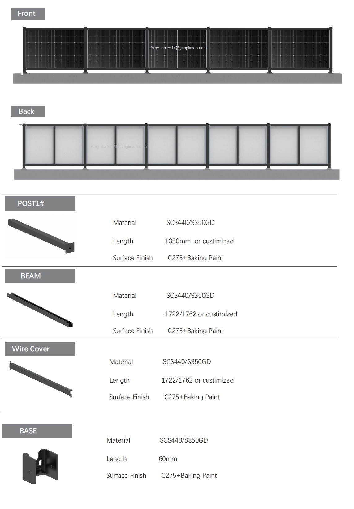 Custom Farm Garden Bidirectional Solar Panel Systems Fence Solar Ground Mounting Vertical Solar Racking System · image 6