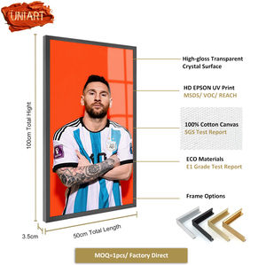 Gran brillante jugador de fútbol lienzo impresión UV Arte de la pared Decoración pintura Vertical Lionel <span class=keywords><strong>Messi</strong></span> cristal porcelana lienzo impresión cartel - Product Image 3