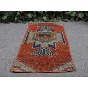 Tapis turc vintage, tapis de 1,2 x 2,4 pieds, petit tapis camouflage rouge - Product Image 4