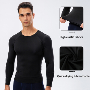 Men's Yoga Set High Quality Breathable Quickdry Spandex/Polyester Fitness Wear Elastic Waistaband Tights With Long SleevesShirt - Product Image 6