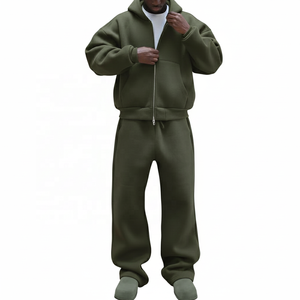 Conjunto Deportivo Unisex Estilo Hip Hop, Sudadera Holgada de Felpa y Pantalones Deportivos con Cremallera, Chaqueta con Capucha, Conjuntos Deportivos Personalizados - Product Image 1