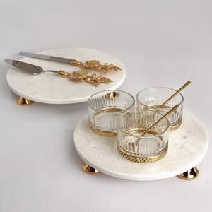 Exquisita bandeja de servicio de mármol de alta calidad, tabla de charcutería ecológica, precio bajo garantizado del proveedor del fabricante indio - Product Image 2