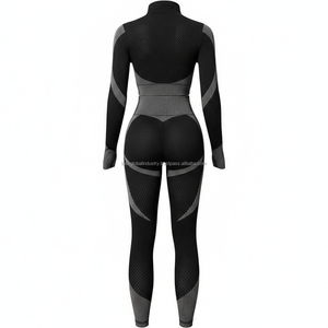 Conjunto de Yoga de 3 Piezas para Mujer, Diseño Personalizado OEM, Textura de Panal, Chaqueta con Cierre Completo, Sujetador Deportivo Cruzado y Leggings de Cintura Alta para Gimnasio - Product Image 5
