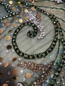 Tissu perlé de luxe en polyester 100% avec zircon fait à la main fournisseur indien motif de maille tissé pour sac de robe faisant le meilleur prix - Product Image 6