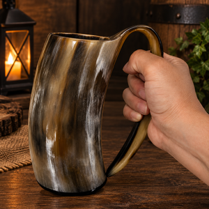 Mug à boire artisanal en corne naturelle REHMAN CRAFT, style rustique vintage, écologique, verre à bière, pour mariage, usage domestique, Uttar Pradesh - Product Image 5