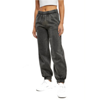 Pantalon de survêtement d'hiver pour femme, style hip-hop, délavé à l'acide, taille mi-haute, en molleton de coton biologique épais, coupe large, personnalisable, vente en gros