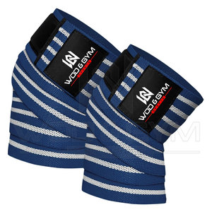 Fitness haltérophilie entraînement genouillères réglable robuste élastique coton Polyester haltérophilie genouillères - Product Image 4