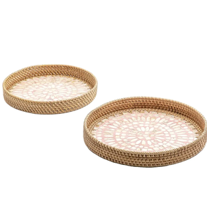 Lot de 2 plateaux de cuisine et de table faits à la main avec couvercle pour table à manger, plateau de service à dessert de la plus grande qualité - Product Image 3