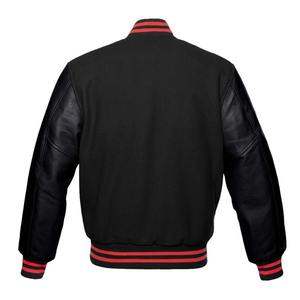 Chaqueta Universitaria Varsity de Cuero Vacuno Negro Auténtico con Bordado Personalizado de Alta Calidad, Disponible en Todas las Tallas para Uso Invernal - Product Image 2