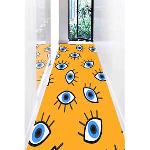 Tapis à motif abstrait jaune, œil maléfique, décoration moderne pour la maison, tapis en chenille - Product Image 4