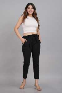 Pantalon en Lycra Noir Extensible pour Femmes Conçu dans une Coupe Classique pour un Confort Décontracté au Bureau, en Voyage et au Quotidien - Product Image 6