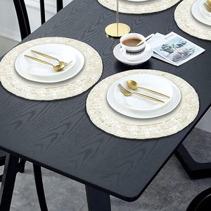 Handcrafted <b>round</b> Beaded <b>Placemats</b> for Dining Table for Wedding Christmas & Family Gatherings for Parties - Product Image 1