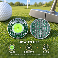 Outil de lecture de pente de golf portable en métal de 40 mm, personnalisable avec motifs et emballage sur mesure, vente en gros