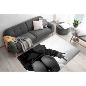 Tapis à motif de fille en string noir, tapis sensuel, tapis femme sexy, tapis imprimé, tapis fin non tissé - Product Image 3