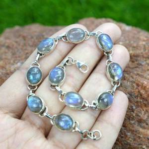Labradorite 925 Sterling Silver Jewelry Adjustable <b>Bracelet</b> Natural Gemstone Handmade Silver <b>Bracelet</b> Gift - Product Image 5