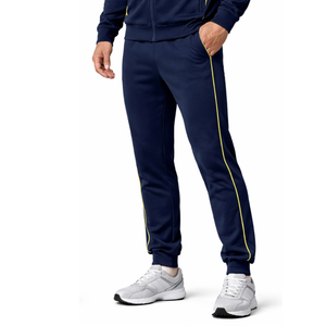 ชุดวอร์มสีน้ำเงินกรมท่าขายดี แต่งขอบสีเหลือง ทรงเข้ารูป ชุดออกกำลังกายสองชิ้น ชุดกีฬา ชุดฝึกซ้อมสำหรับผู้ชาย - Product Image 6